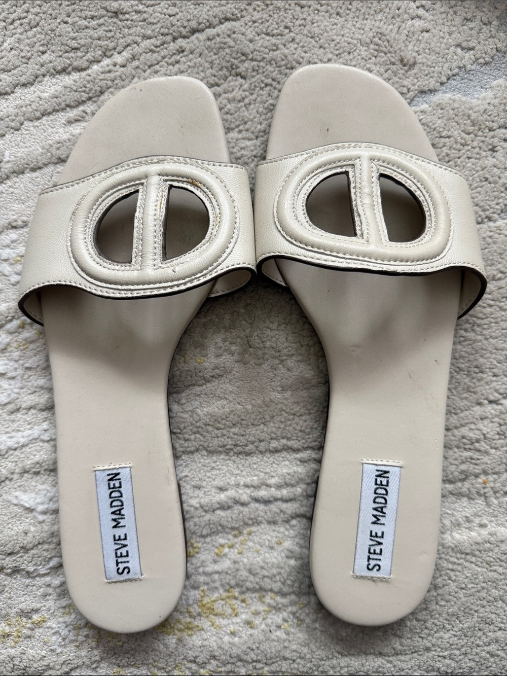 Steve Madden Off-White Cutout Slide Mules